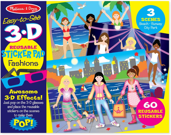 Melissa & Doug Easy-to-See 3D Reusable Sticker Pad, Fashions